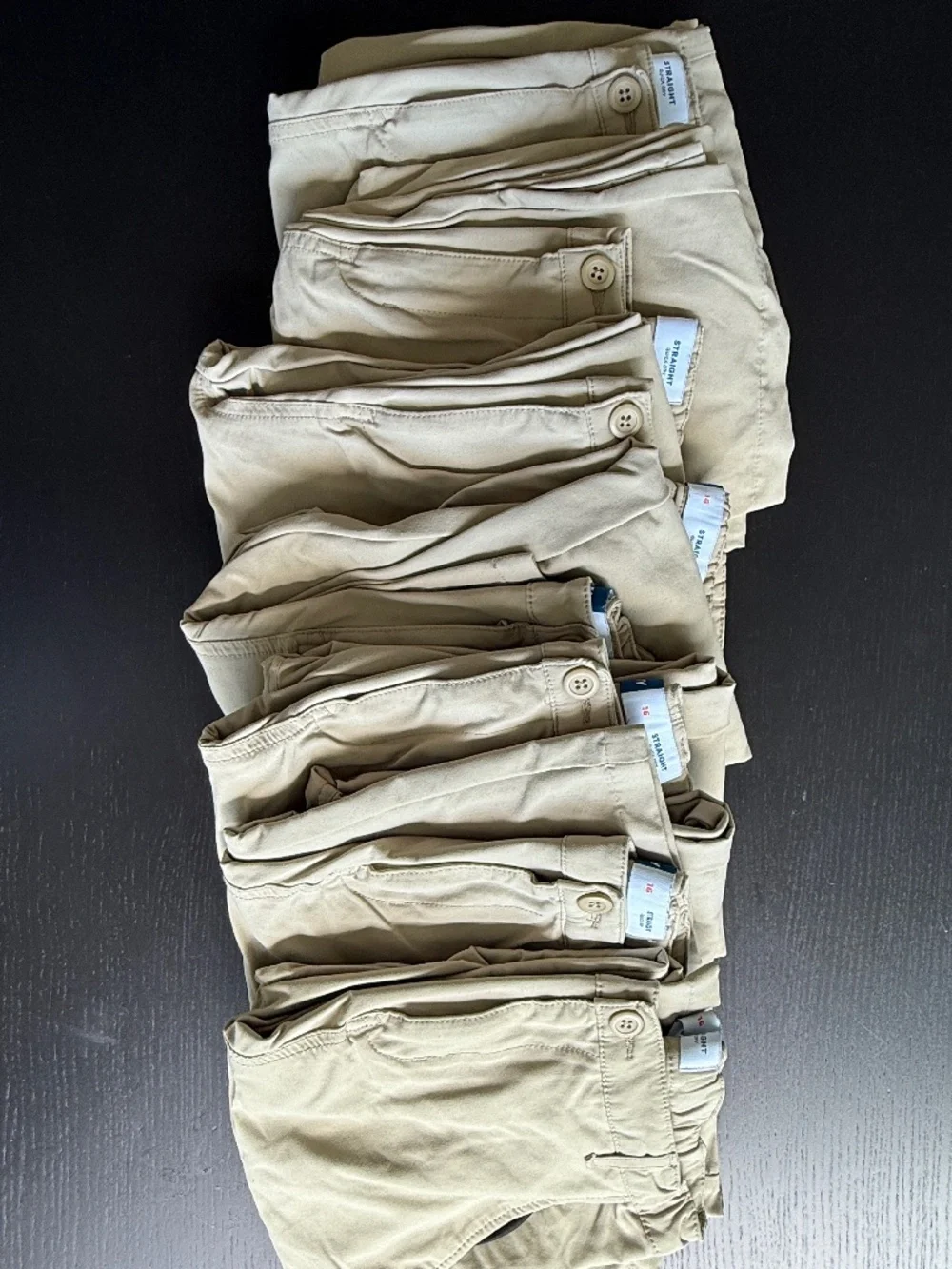 Bundle of 7 Old Navy Boys Uniform Khaki Pants Size 16 Straight Quick Dry School